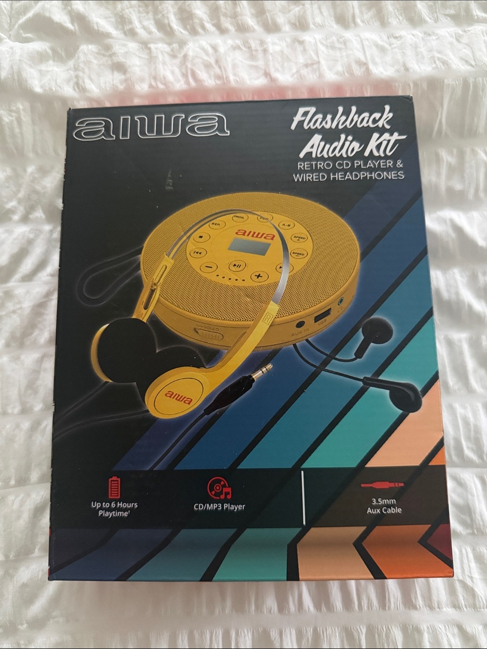 Flashback Audio Kit Retro CD Player with Wired Headphones - Yellow